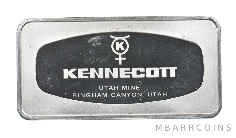 1973 Kennecott Utah Mine Silver Advertising Bar Franklin Mint *0378