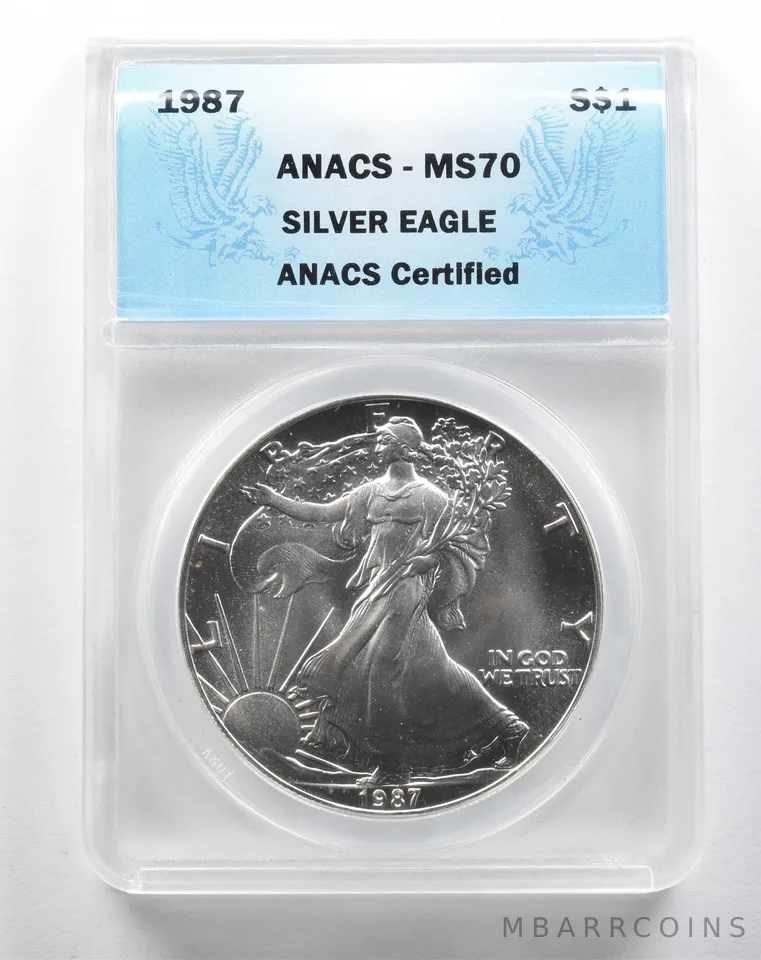1987 American Silver Eagle MS70 ANACS a3834