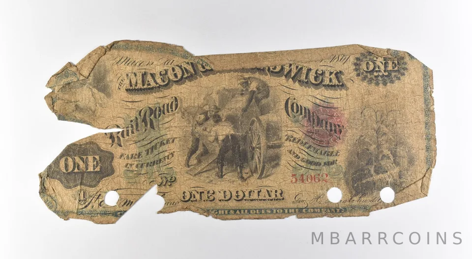 1861 $1 Macon & Brunswick Rail Road Company Obsolete Note *3164