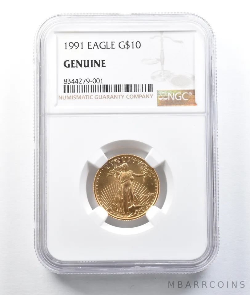 1991 $10 American Gold Eagle 1/4 Oz 0.25 Oz Genuine NGC *8793