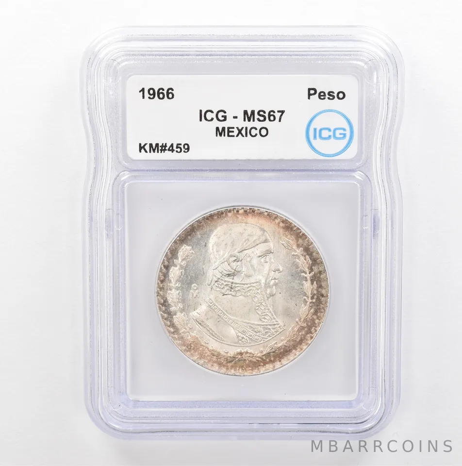 1966 Mo Mexico Peso KM#459 MS67 ICG Beautiful Tone *5360