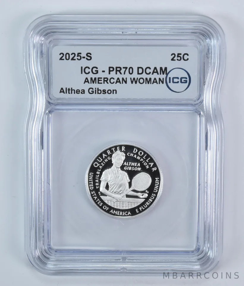 2025-S American Women Quarter Althea Gibson Silver PR70 DCAM ICG