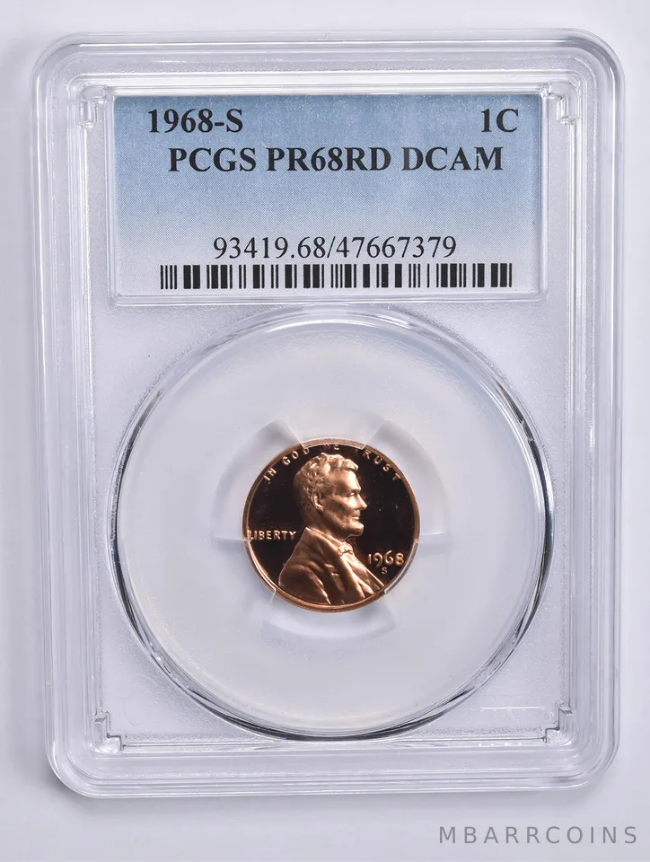 1968-S Lincoln Memorial Cent PR68 RD DCAM PCGS Blue Lbl