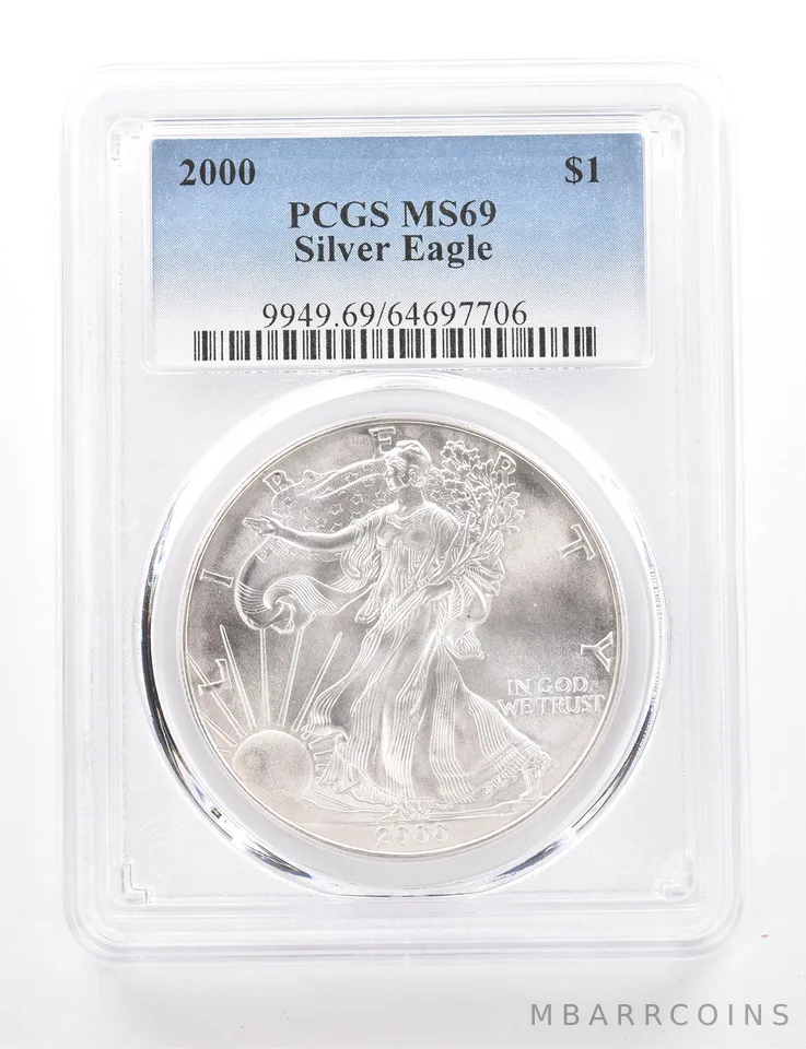 2000 American Silver Eagle MS69 PCGS Beautiful Tone Reverse *3425