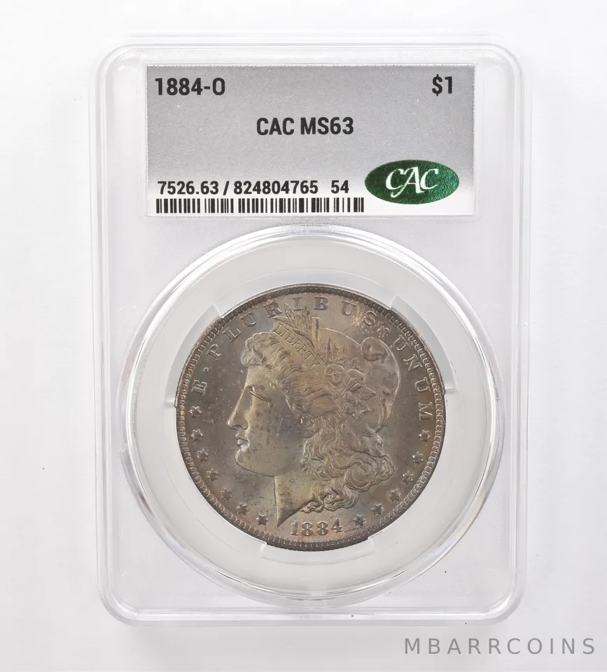 1884-O Morgan Silver Dollar MS63 CAC CACg Beautiful Tone *2529