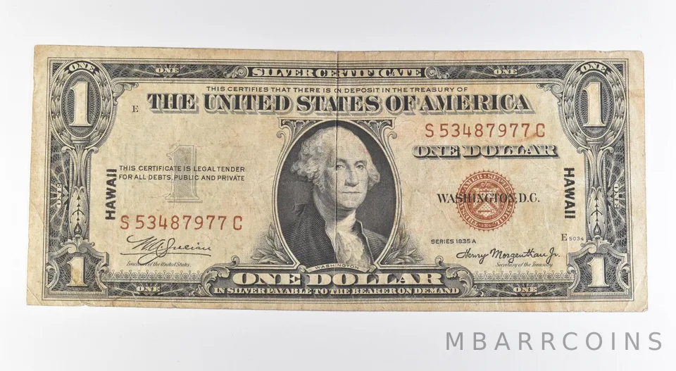 1935 A $1 Silver Certificate Brown Seal Hawaii Fr#2300 *0465