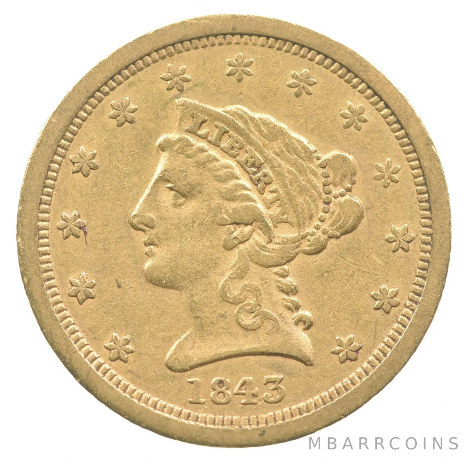1843-O $2.50 Liberty Head Gold Quarter Eagle a2218