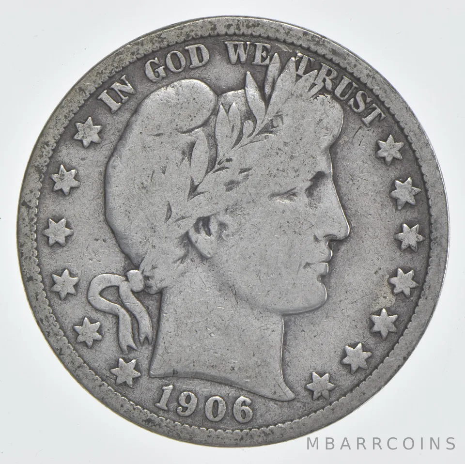 1906-D Barber Half Dollar 90% Silver VG Condition