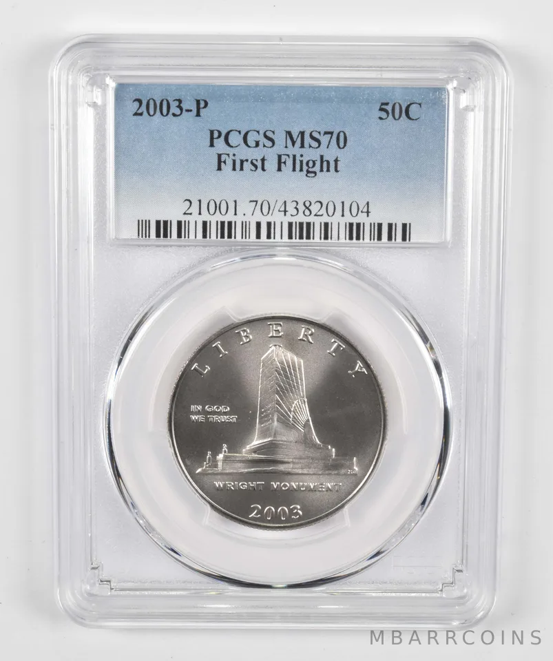 2003-P First Flight Commemorative Half Dollar MS70 PCGS Blue Label