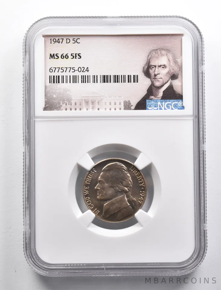 MS66 5FS 1947-D Jefferson Nickel NGC *4915