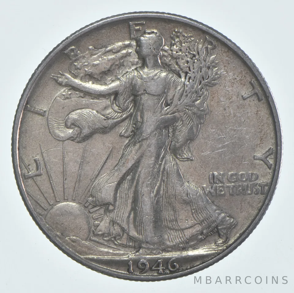 AU 1946-S Walking Liberty Half Dollar Almost Unc 90% Silver (1pc)