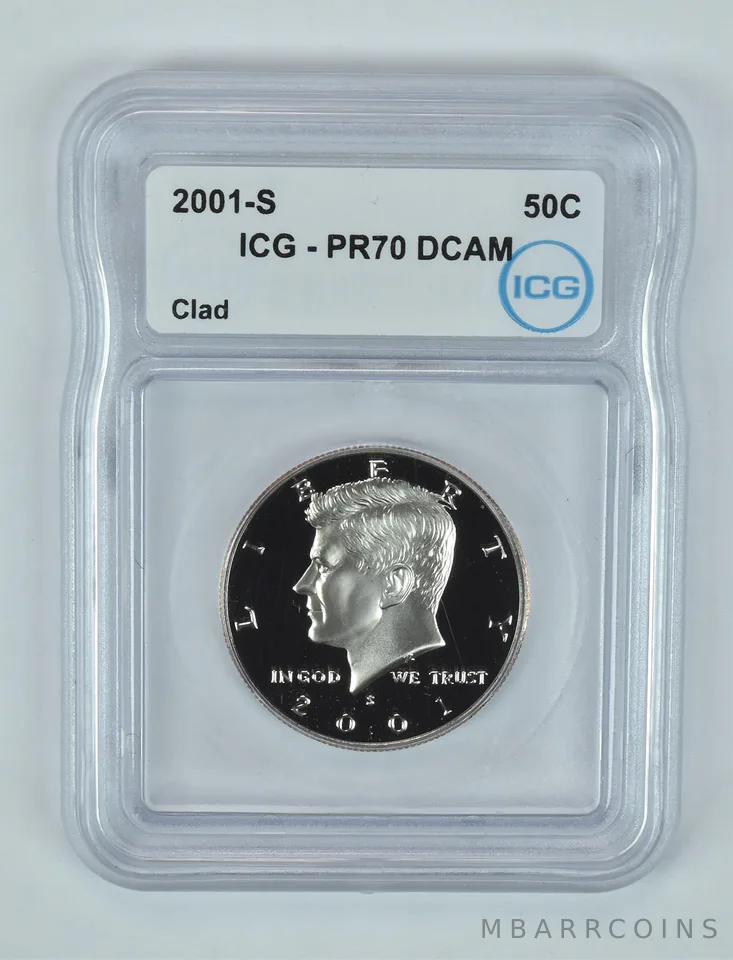 2001-S Kennedy Half Dollar CLAD PR70 DCAM ICG