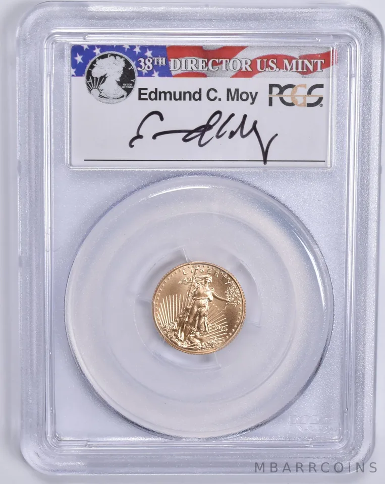 2015 $5 American Gold Eagle MOY SIGNED Wide Reeds First Strike MS70 PCGS