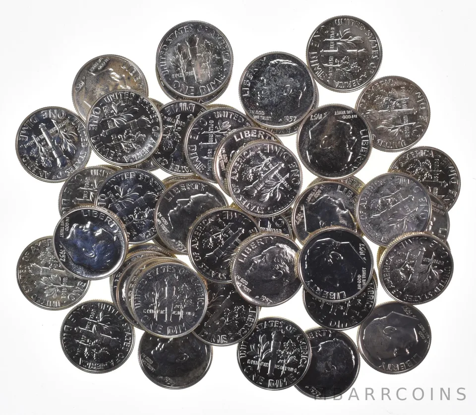 (50) 1957 Roosevelt Dime Proof 90% Silver ROLL