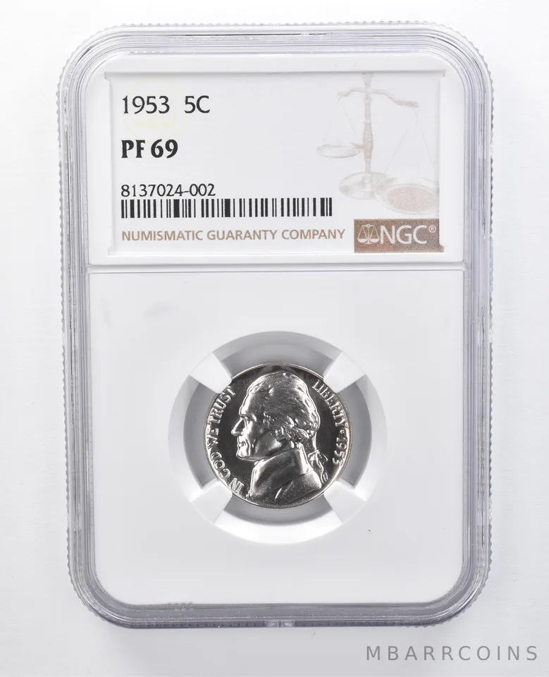 1953 Jefferson Nickel PF69 NGC Great Contrast *7927