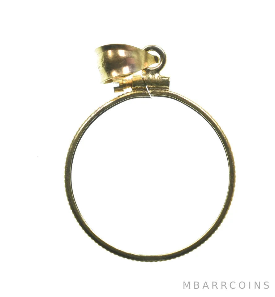 14K 21.59mm Gold Filled $5 Gold Half Eagle Coin Bezel Pendant Frame Edge *1316