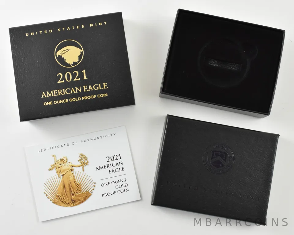 OGP 2021-W Gold Eagle 1 oz Type 2 Proof - BOX & COA - NO COIN