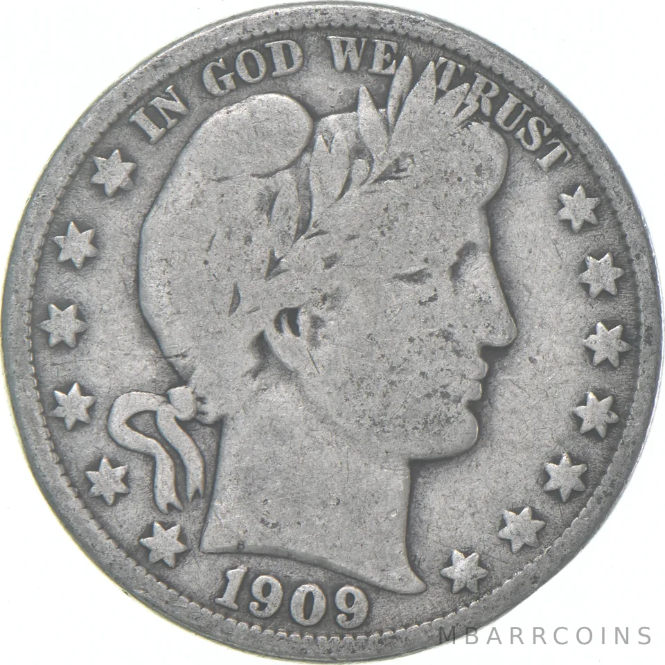 1909-O Barber Half Dollar Average Circ 90% Silver