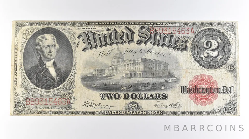 1917 $2 Legal Tender Large Note Red Seal FR#60 *0584