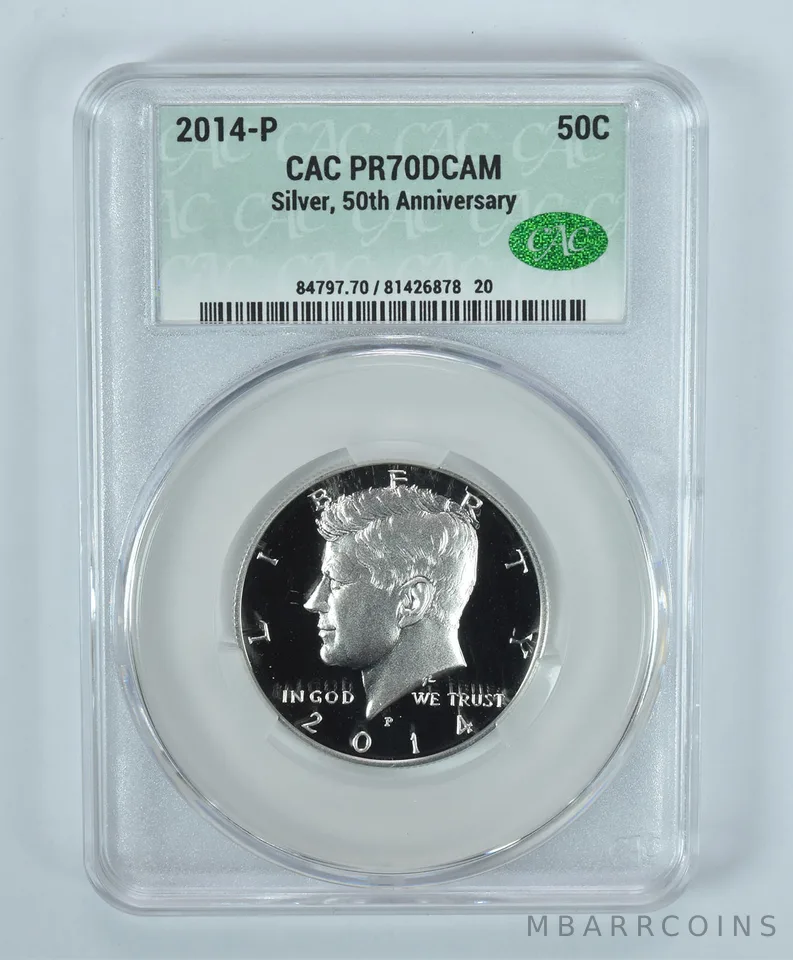 2014-P Kennedy Half Dollar Silver 50th Anniversary PR70 DCAM CAC CACg