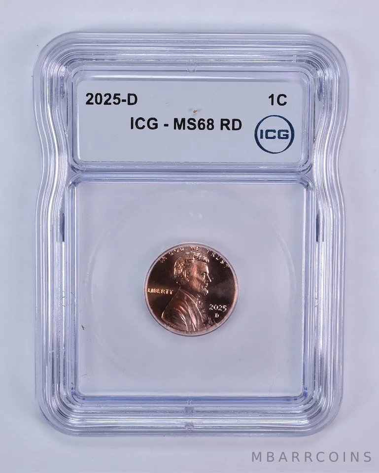 2025-D Lincoln Shield Cent MS68 RD ICG