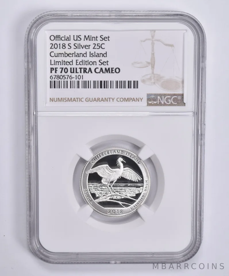 2018-S Silver Quarter Cumberland Island Limited Edition Set PF70 UCAM NGC