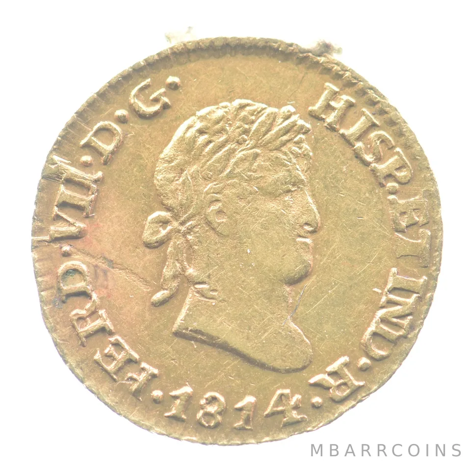 1814 Mo Mexico 1/2 Escudo Gold *9605