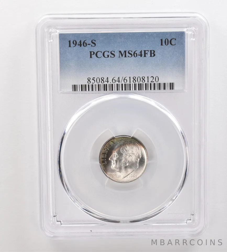 1946-S Roosevelt Dime MS64 FB PCGS Beautiful Tone *3311