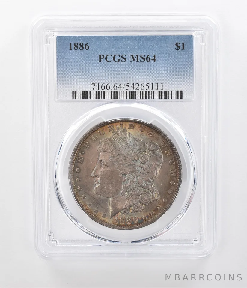 1886 Morgan Silver Dollar MS64 PCGS Beautiful Tone a1177