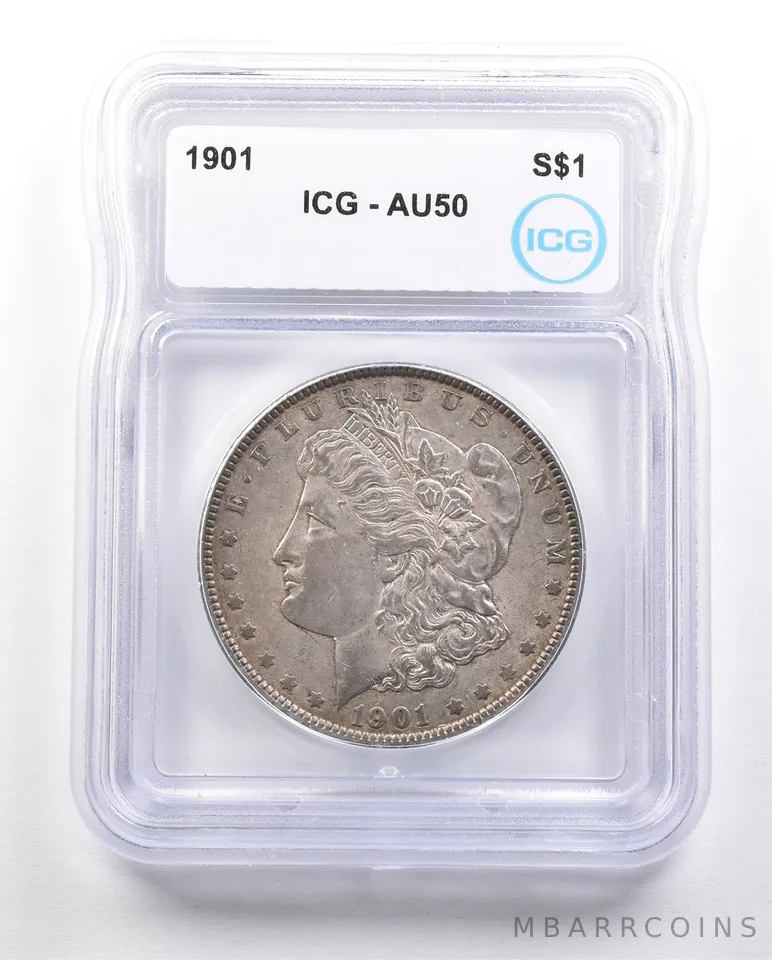 1901 Morgan Silver Dollar AU50 ICG *3423