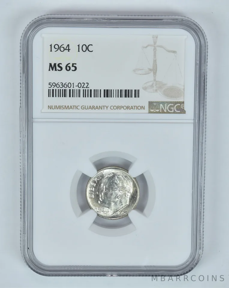 MS65 1964 Roosevelt Dime - Graded NGC Great Tone *8011