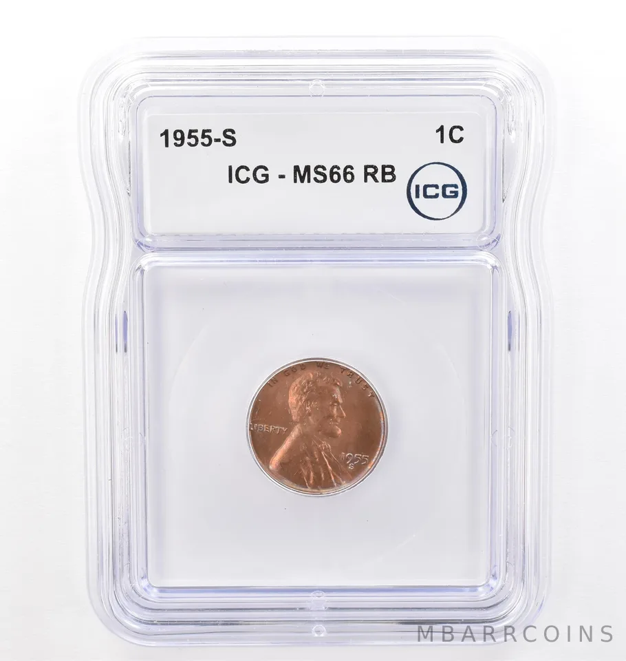 1955-S Lincoln Wheat Cent MS66 RB ICG Beautiful Tone *7717