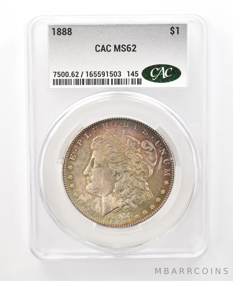 1888 Morgan Silver Dollar MS62 CAC CACg Beautiful Tone a6606