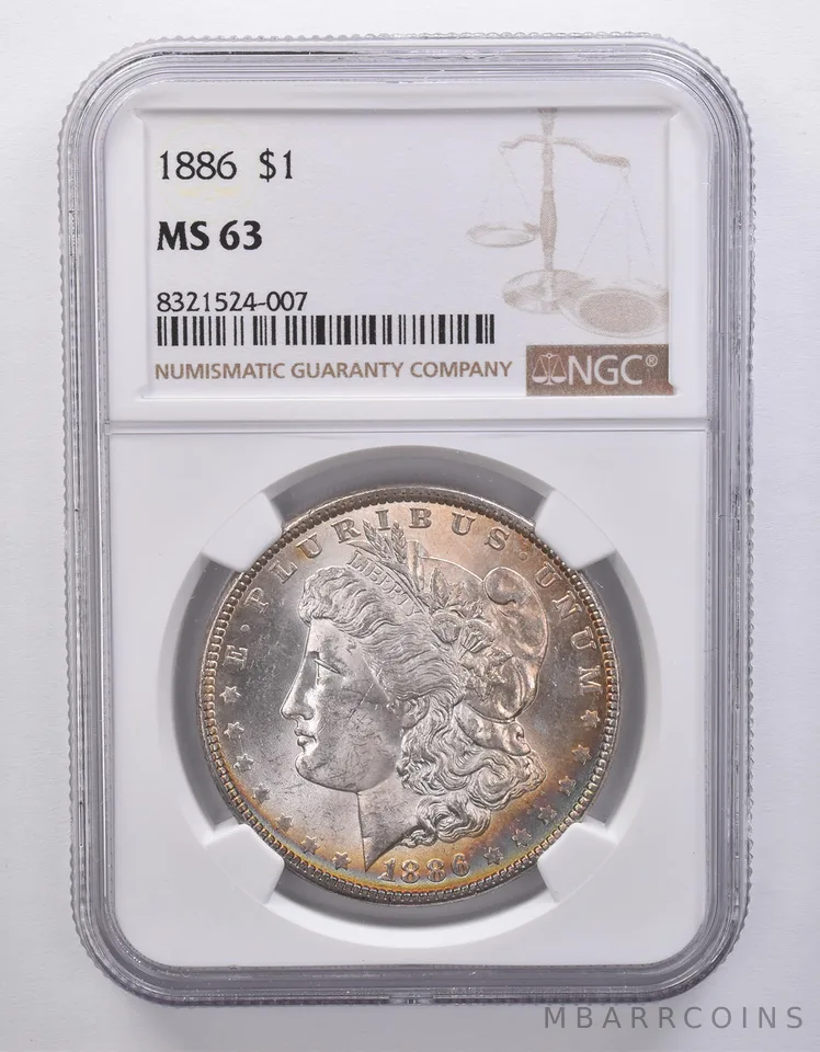 1886 Morgan Silver Dollar MS63 NGC Peripheral Tone *7151
