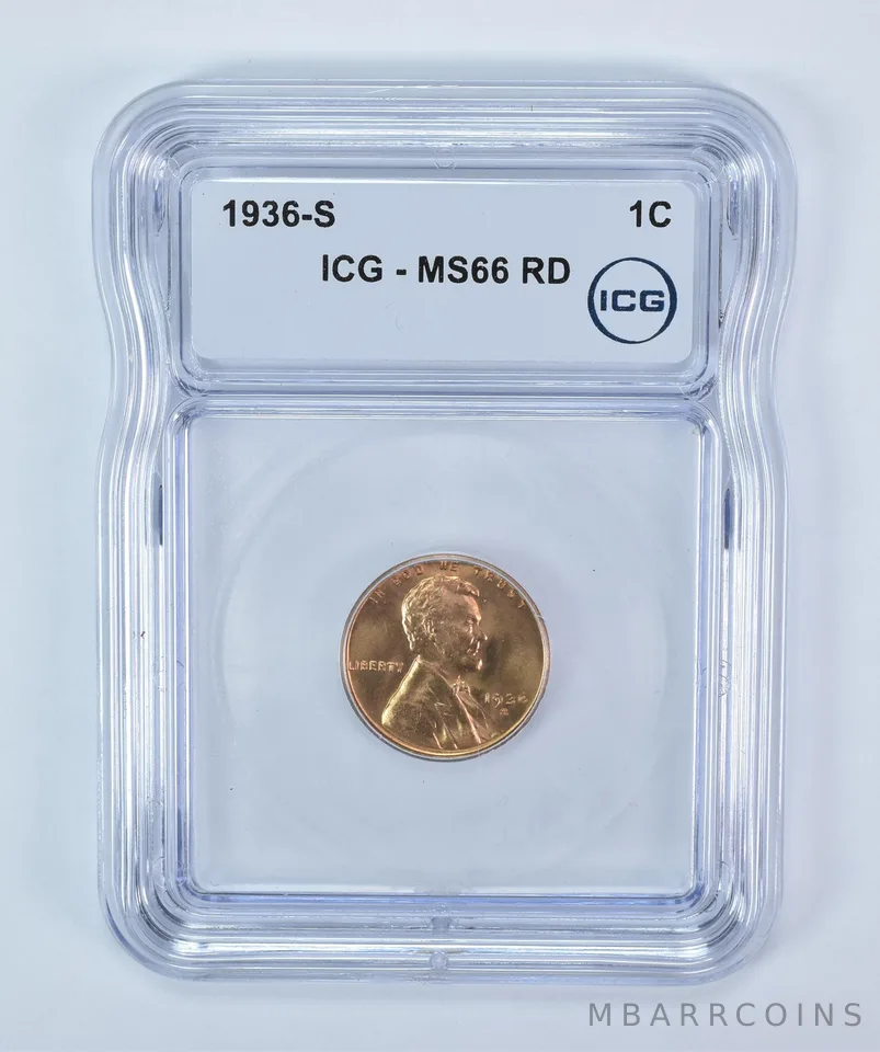1936-S Lincoln Wheat Cent MS66 RD ICG