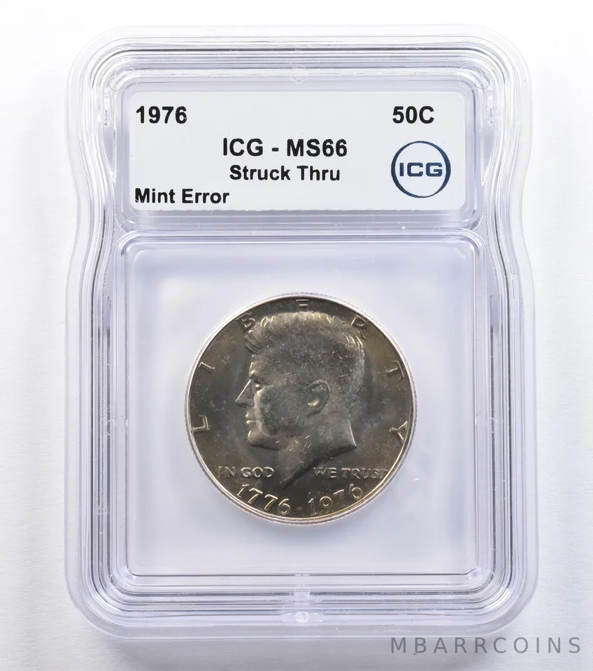 1976 Kennedy Half Dollar Mint Error Struck Thru MS66 ICG *2215