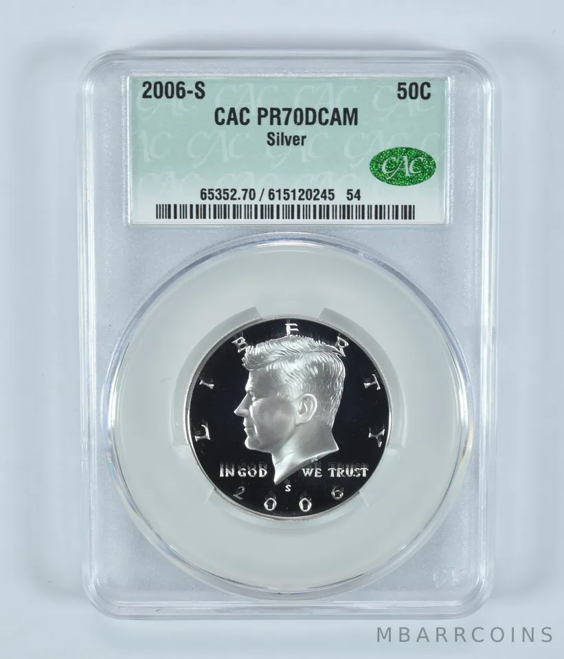 2006-S Kennedy Half Dollar Silver PR70 DCAM CAC CACg