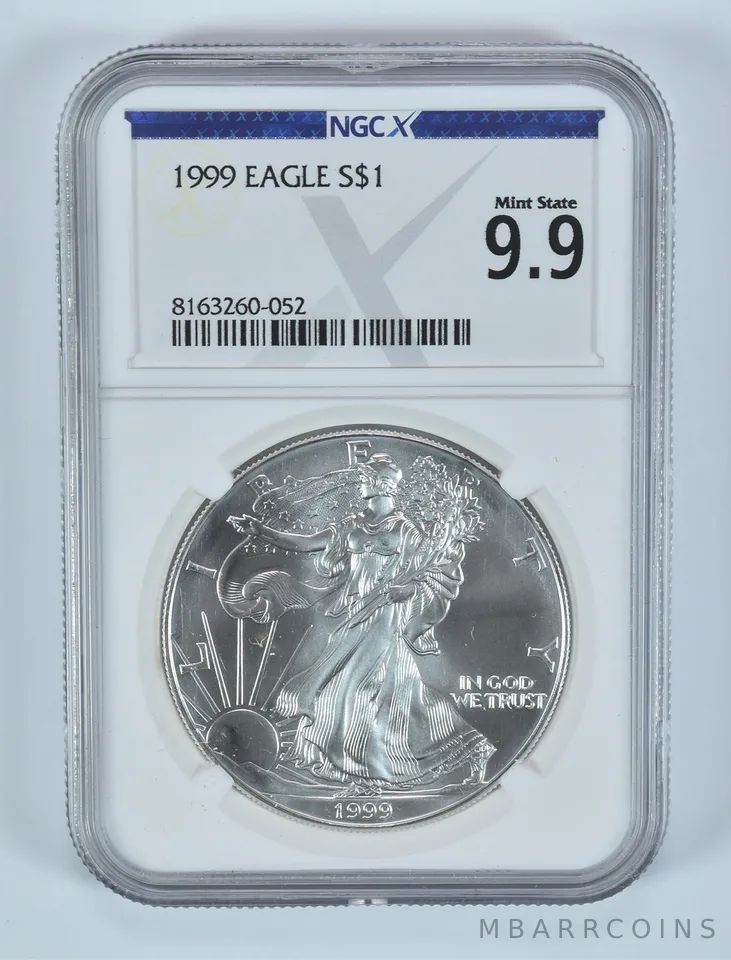 1999 American Silver Eagle Mint State 9.9 NGC X NGCX