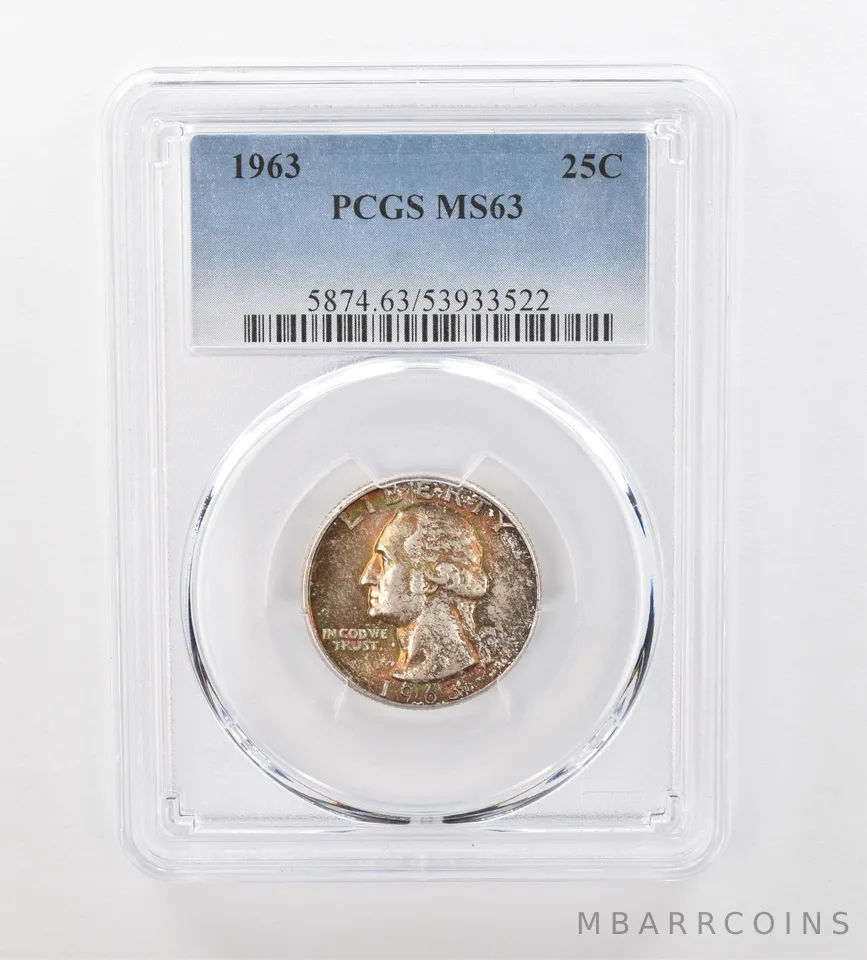1963 Washington Quarter MS63 PCGS Beautiful Tone *0941