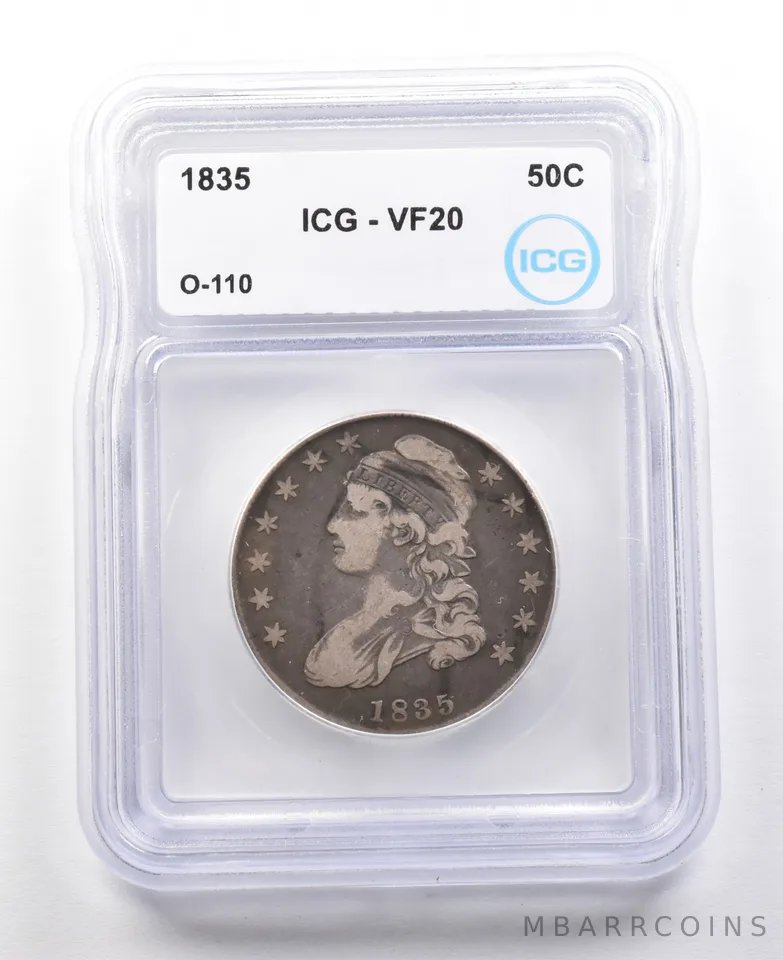 1835 Capped Bust Half Dollar O-110 VF20 ICG a3084