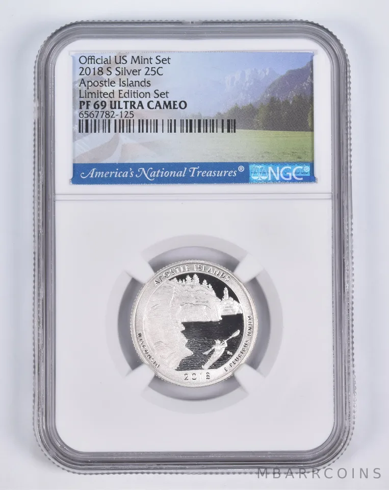2018-S Silver PF69 ANT Apostle Islands Quarter Limited Edition NGC