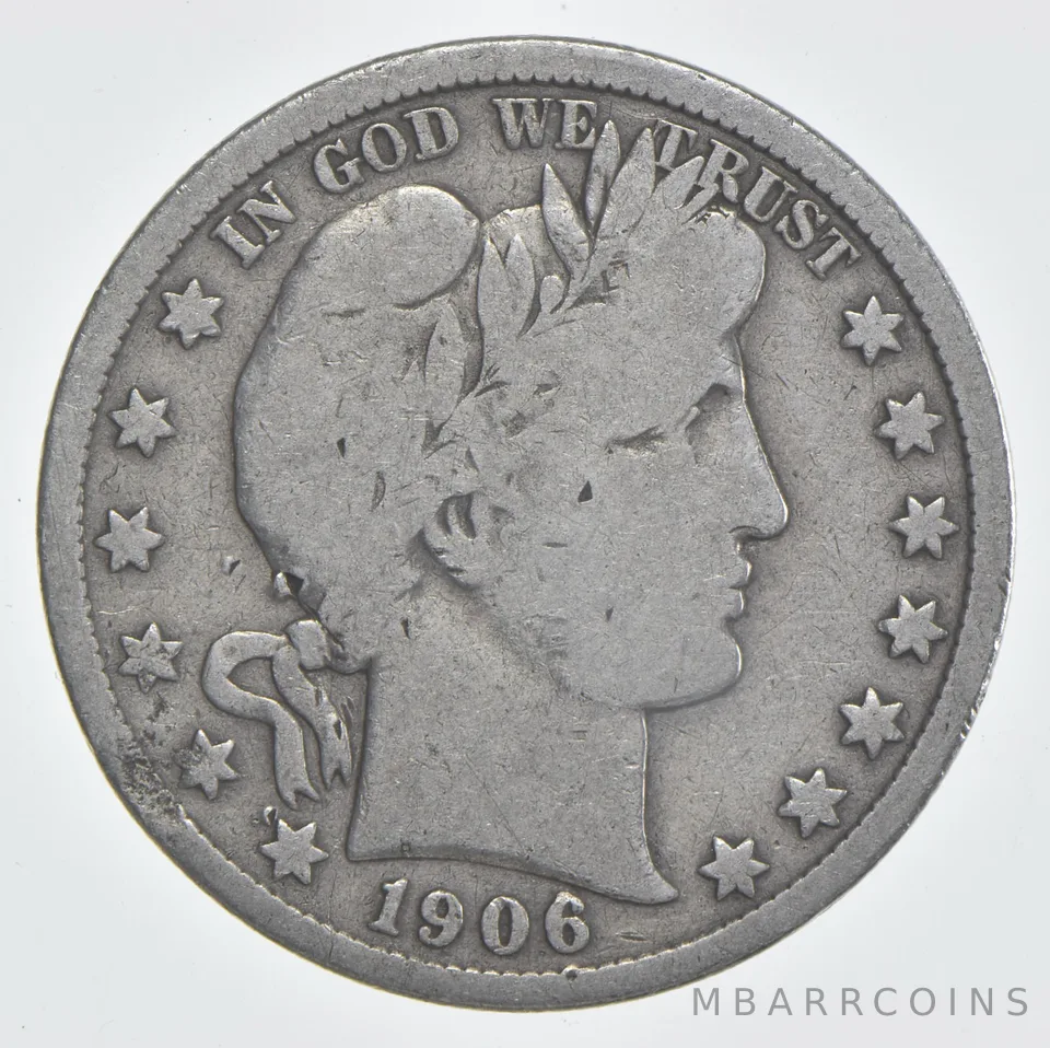 1906 (P) Barber Half Dollar 90% Silver VG Condition