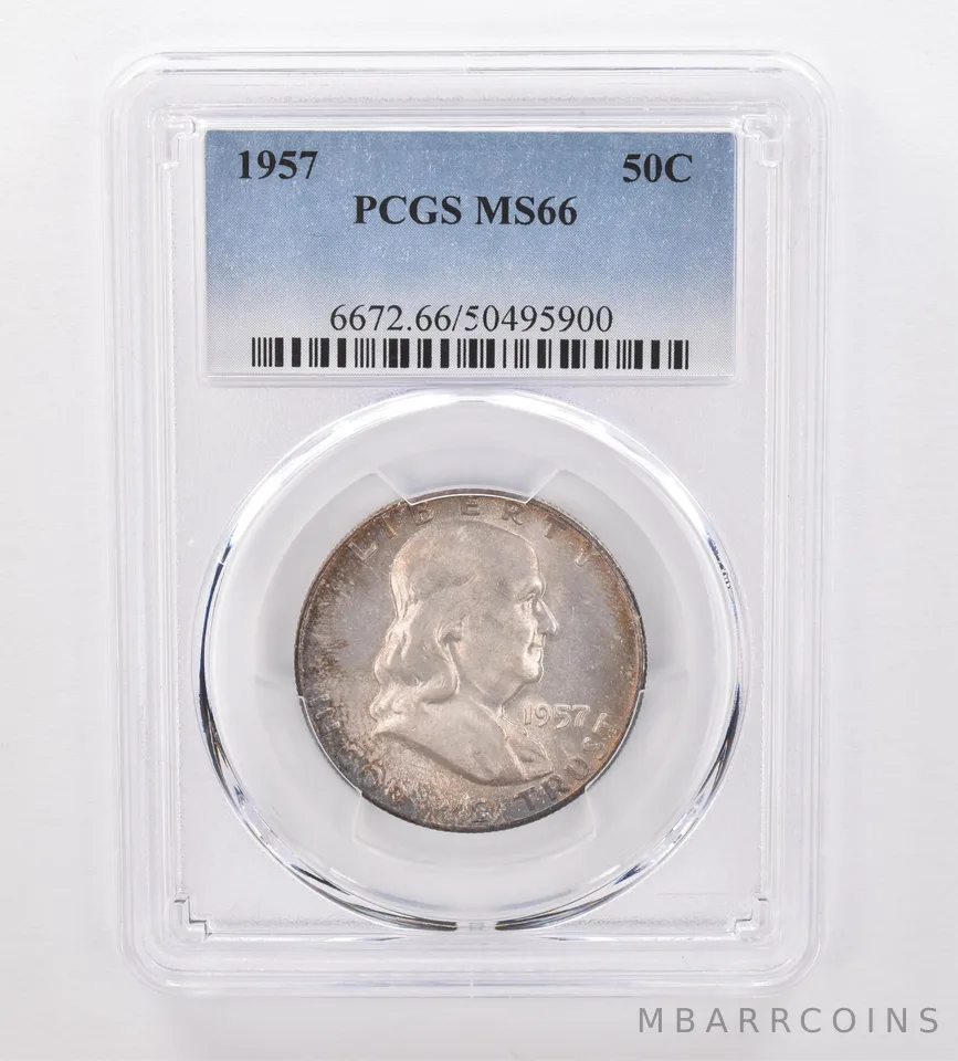 1957 Franklin Half Dollar MS66 PCGS Beautiful Tone *9971