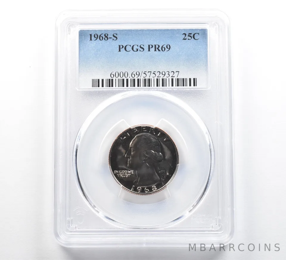 1968-S Washington Quarter PR69 PCGS Blue Label