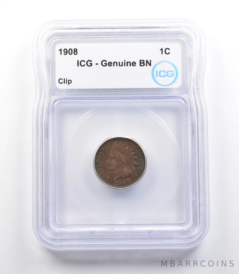 1908 Indian Head Cent Mint Error Genuine BN ICG *2330