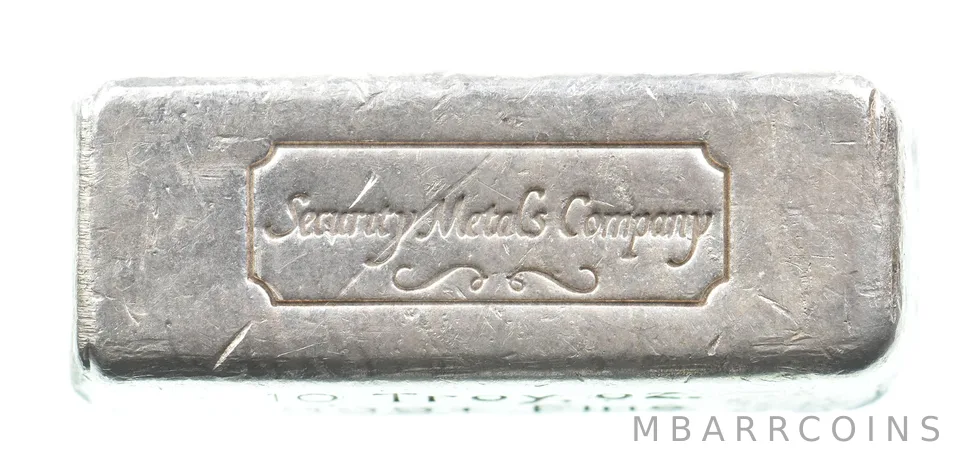 10 Troy Oz Silver Bar Security Metals Company *5087