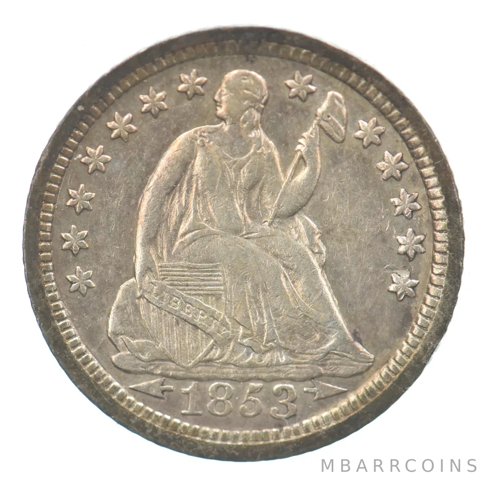 1853-O Seated Liberty Half Dime Arrows Beautiful Tone *7549