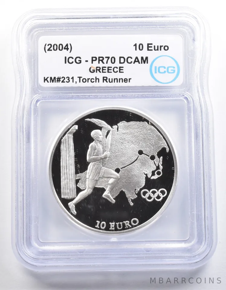 (2004) Greece 10 Euro Olympic Torch Runner KM#231 PR70 DCAM ICG a4058