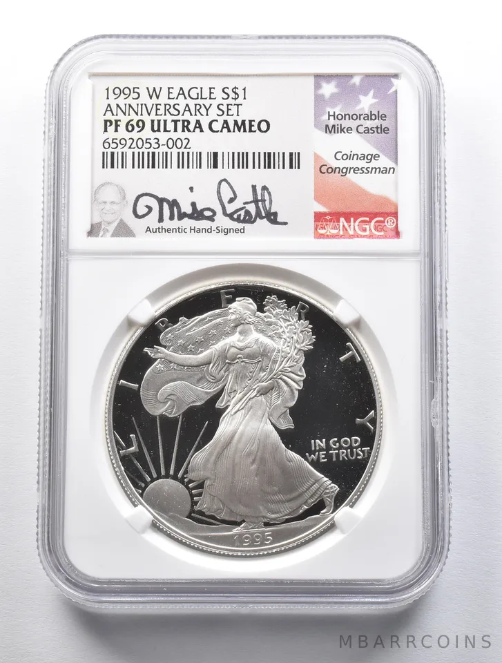 PF69 UCAM 1995-W American Silver Eagle Anniversary Set Signed Castle NGC *2193