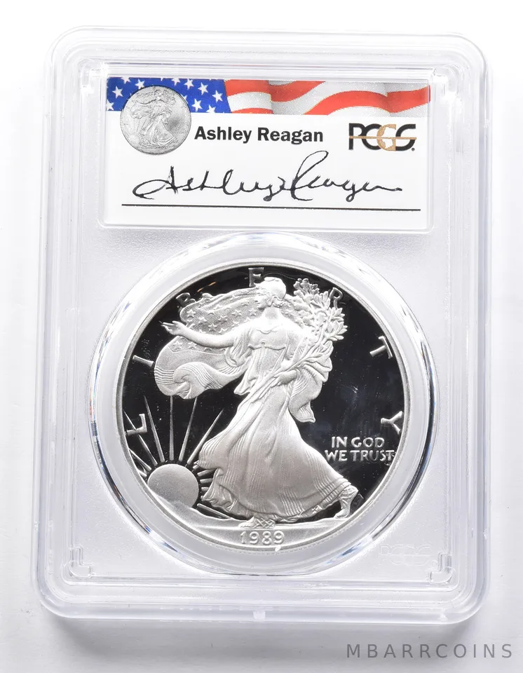 PR69 DCAM 1989-S American Silver Eagle Legacy Ashley Reagan Signed PCGS a6454